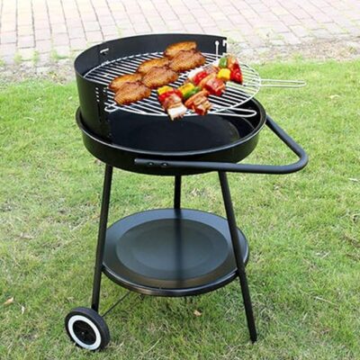 Adjustable Outdoor Portable BBQ Grill Steel Plate BBQ Camping Cooking Charcoal Grill with Wheels for Outdoor Party Patio Charcoal Grill BBQ Grill