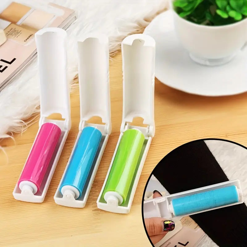 (Pack of 3) Mini Pocket Compact and Portable Lint Roller with Washable Refill