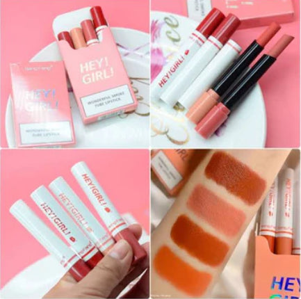 Imported Set of 4 HEY GIRL Matte Smoke Tube Lipsticks