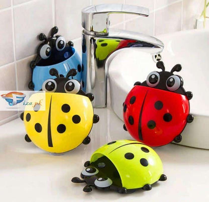 Creative Cute Cartoon Ladybug Kids Wall Suction Cup Mount Toothbrush Toothpaste Holder Pencil Pen Travel Storage Organizer