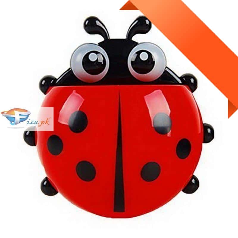 Creative Cute Cartoon Ladybug Kids Wall Suction Cup Mount Toothbrush Toothpaste Holder Pencil Pen Travel Storage Organizer